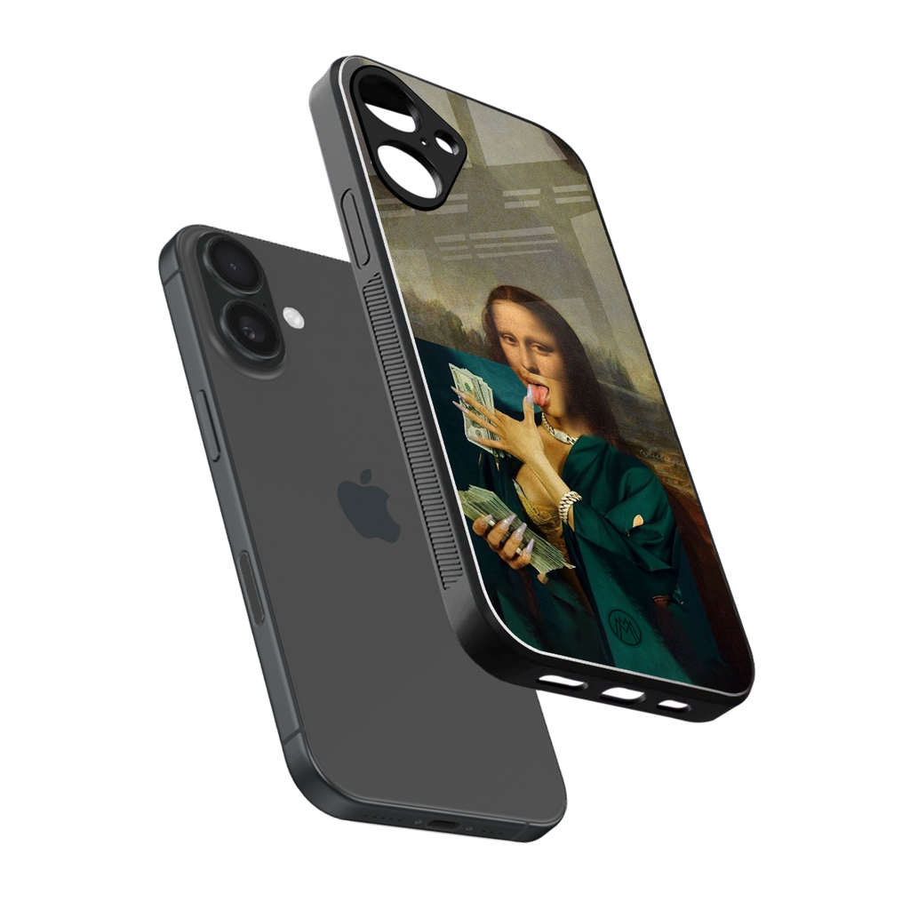 money lisa back phone cover | glass case for iphone 16 plus