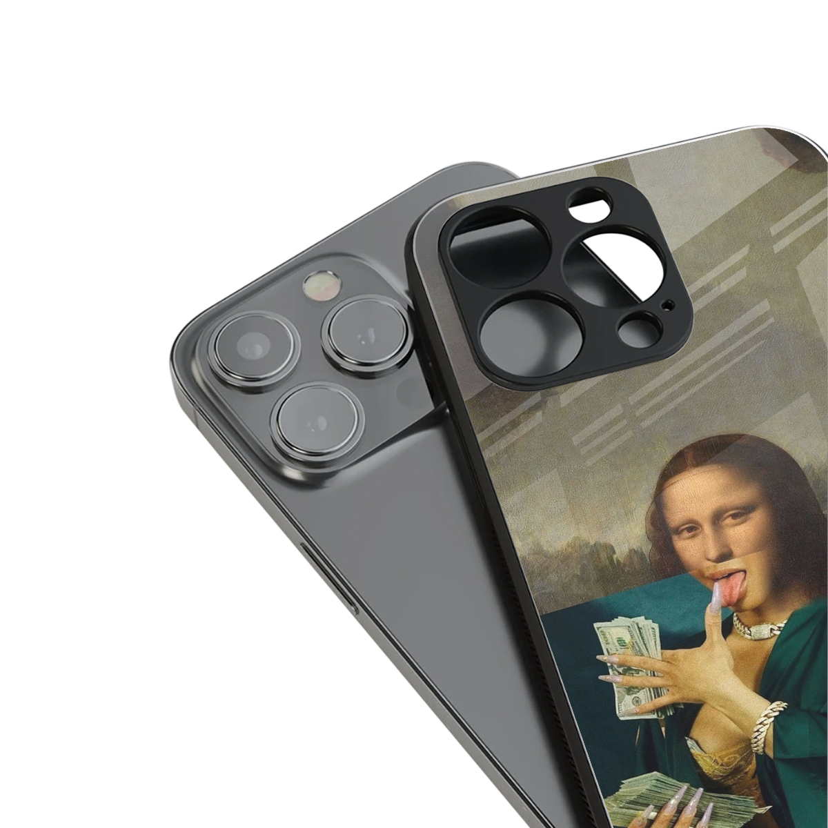 money lisa back phone cover | glass case for iphone 15 pro max