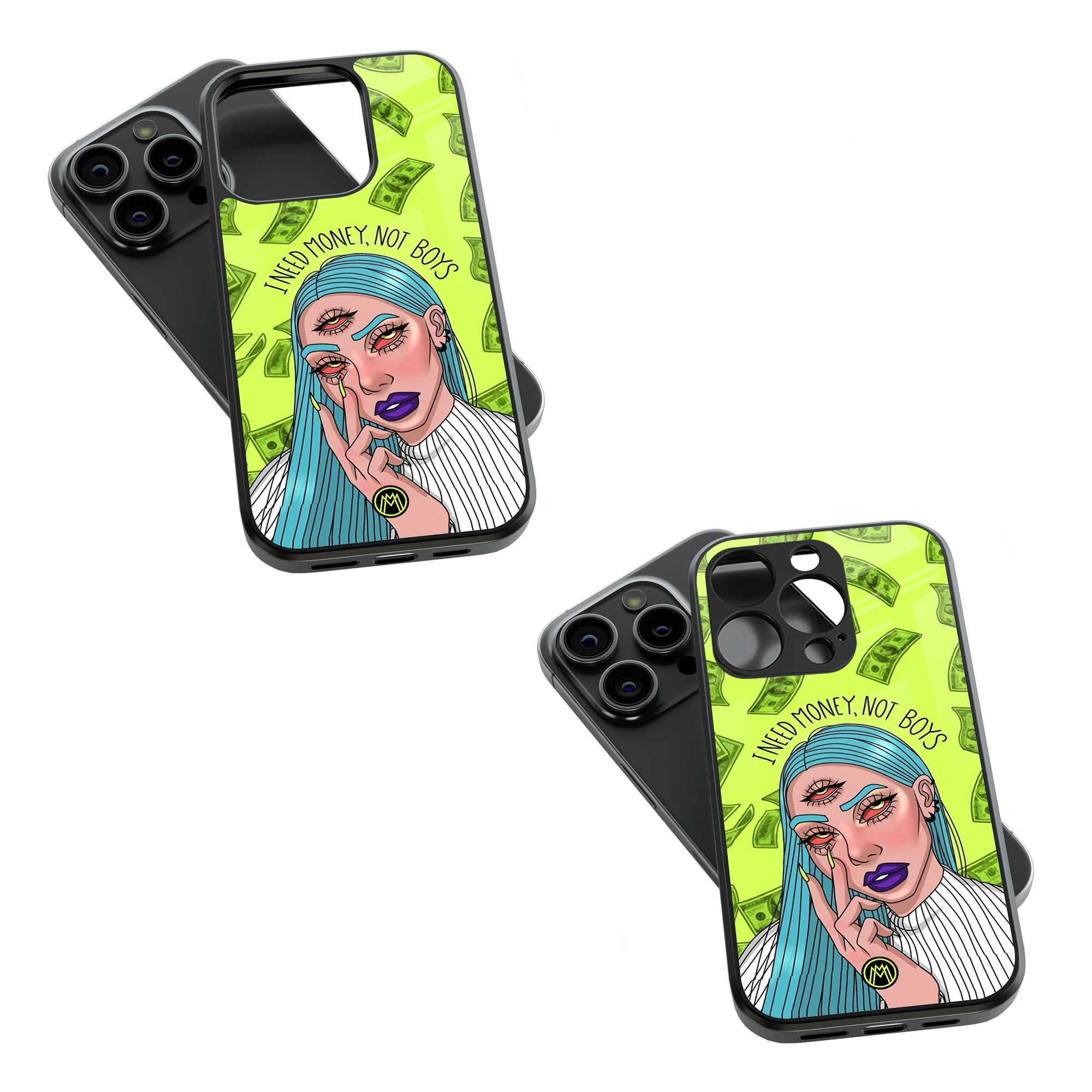Trendy Glass Back Mobile Case for iPhone, Samsung, Redmi, OnePlus, Google Pixel, Motorola