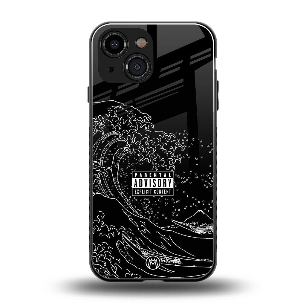 mono waves back phone cover | glass case for iphone 13 mini