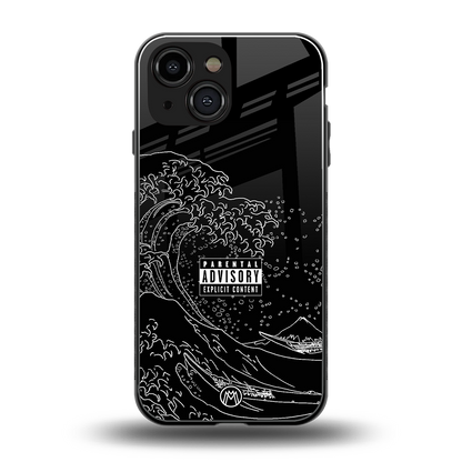 mono waves back phone cover | glass case for iphone 13 mini