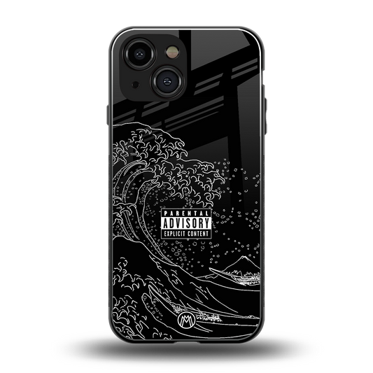 mono waves back phone cover | glass case for iphone 13 mini