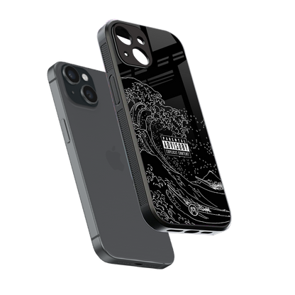 mono waves back phone cover | glass case for iphone 13 mini