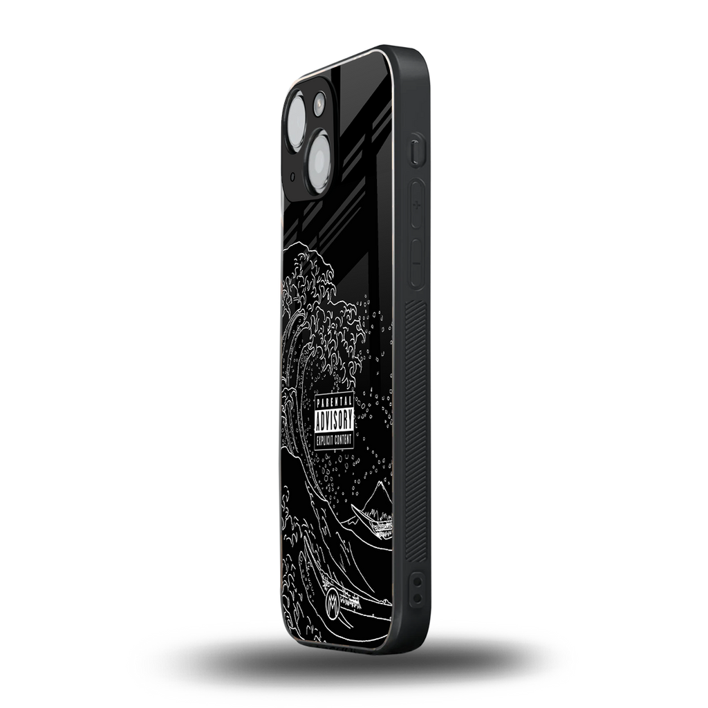 mono waves back phone cover | glass case for iphone 13 mini