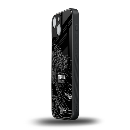 mono waves back phone cover | glass case for iphone 13 mini