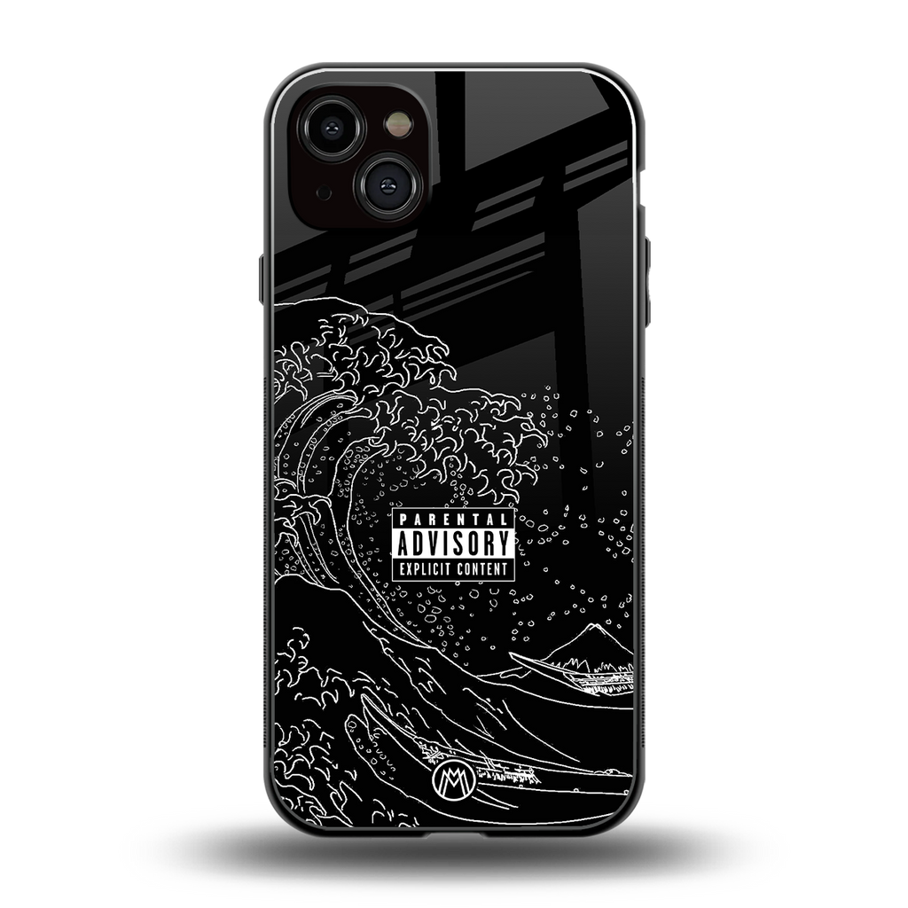 mono waves back phone cover | glass case for iphone 15 plus
