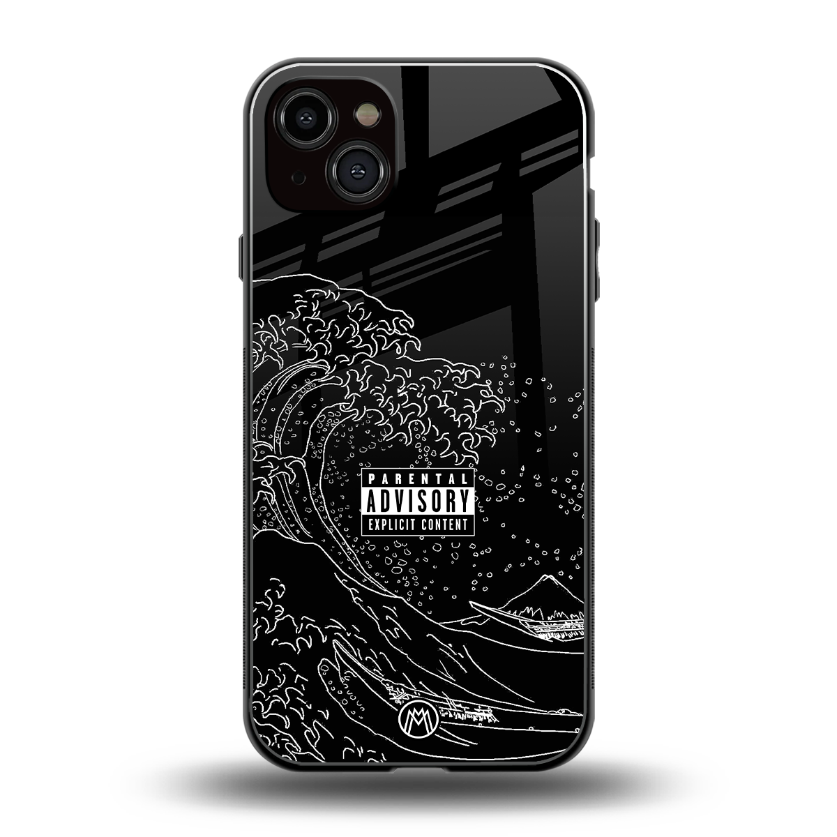 mono waves back phone cover | glass case for iphone 15 plus