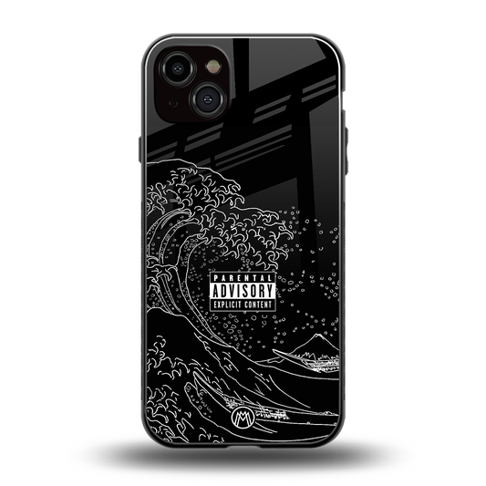 mono waves back phone cover | glass case for iphone 15 plus