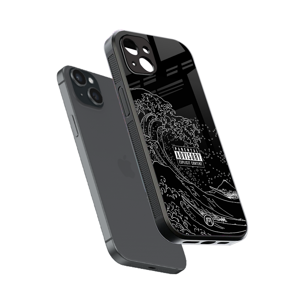 mono waves back phone cover | glass case for iphone 15 plus