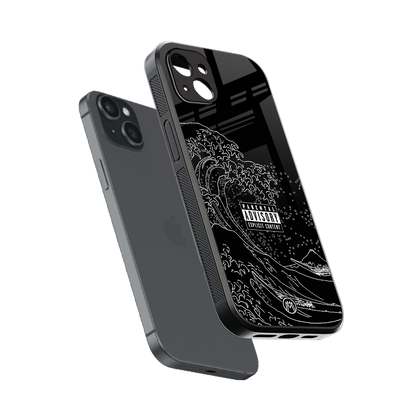 mono waves back phone cover | glass case for iphone 15 plus