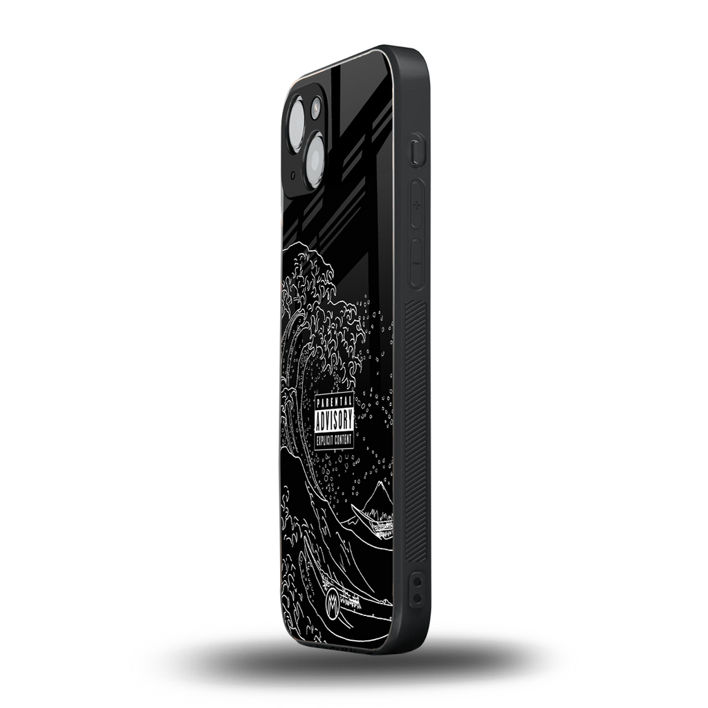 mono waves back phone cover | glass case for iphone 15 plus