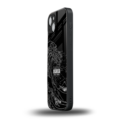 mono waves back phone cover | glass case for iphone 15 plus