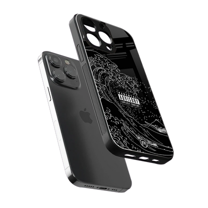 mono waves back phone cover | glass case for iphone 15 pro max