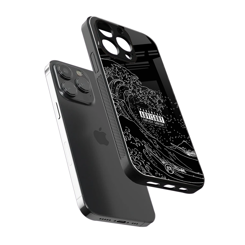 mono waves back phone cover | glass case for iphone 14 pro max