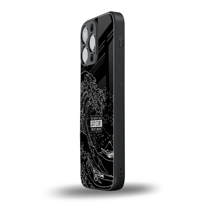 mono waves back phone cover | glass case for iphone 14 pro max