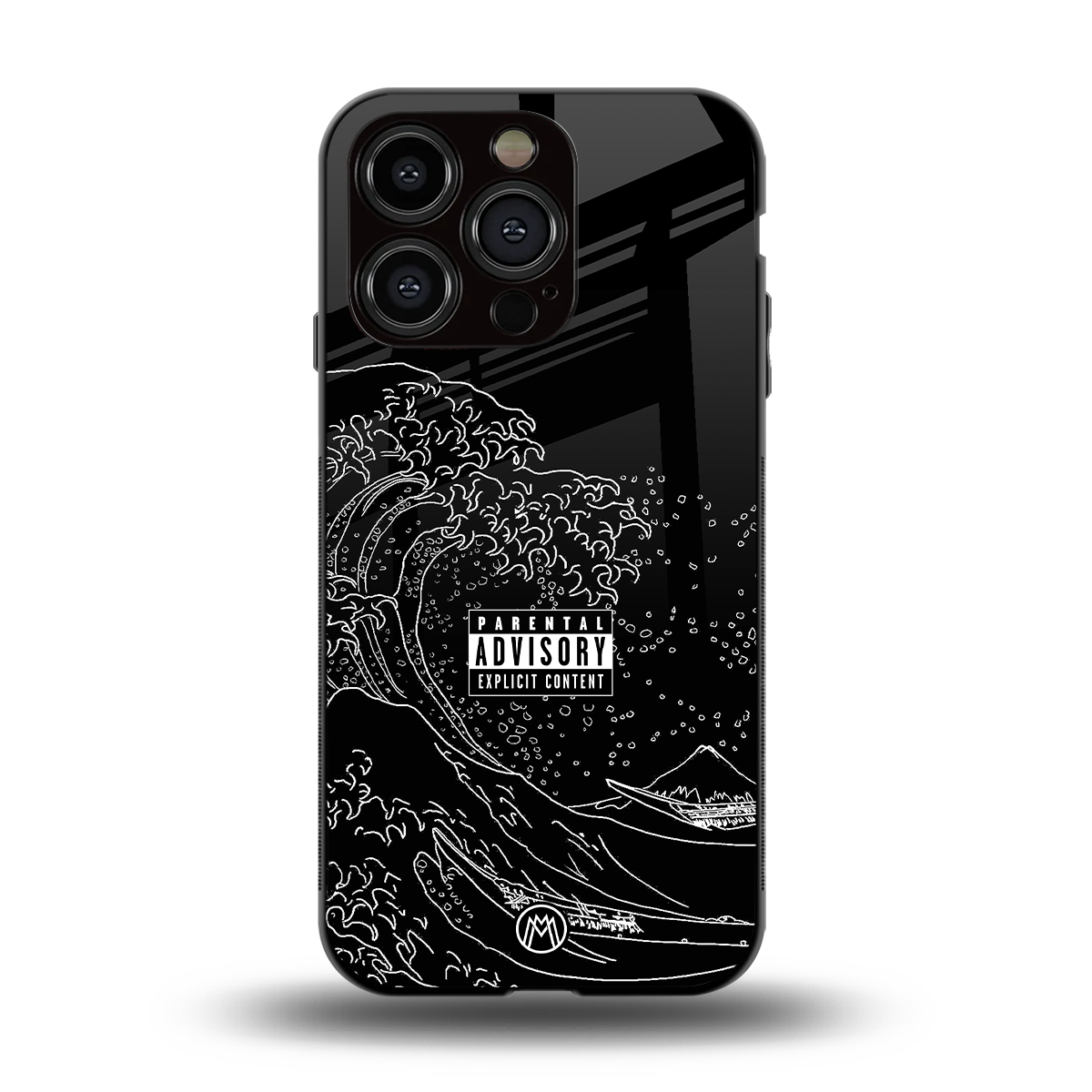 mono waves back phone cover | glass case for iphone 15 pro