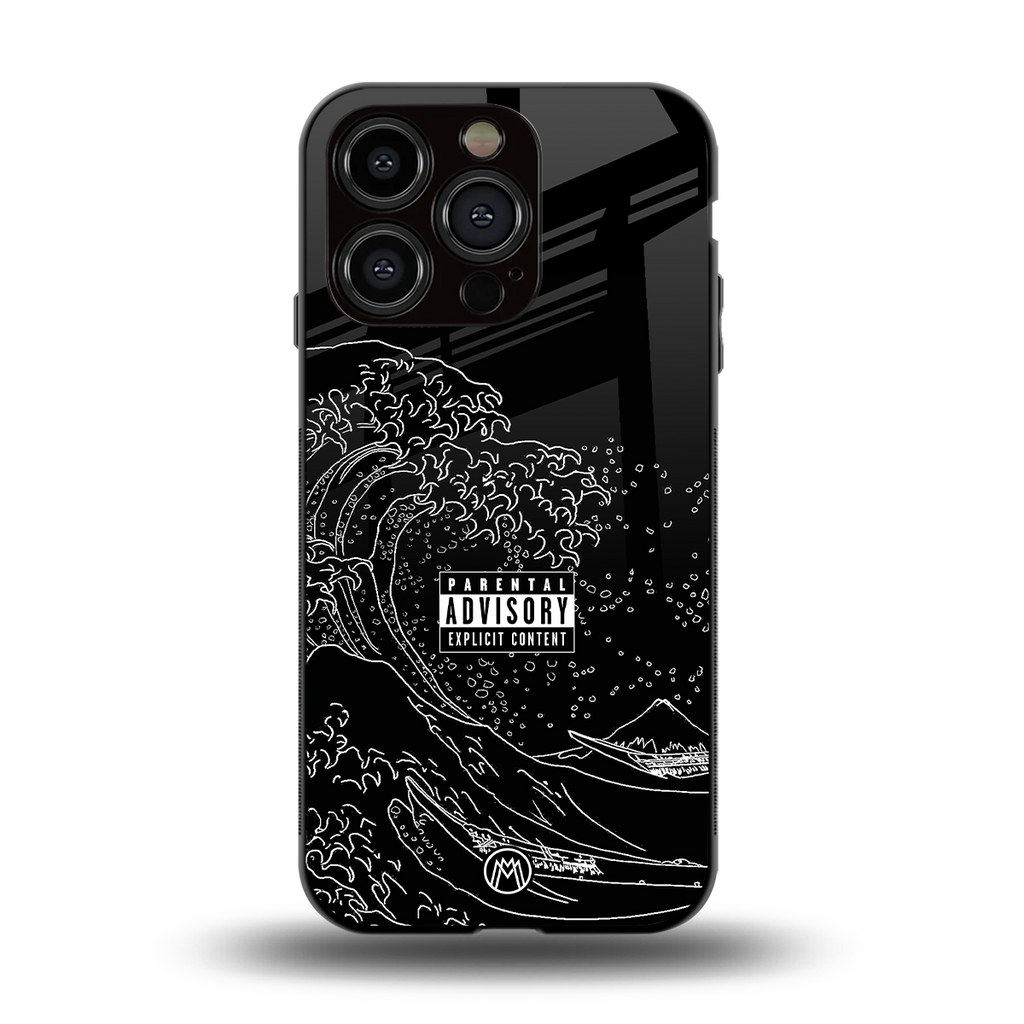 mono waves back phone cover | glass case for iphone 14 pro