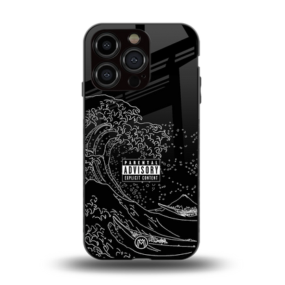 mono waves back phone cover | glass case for iphone 14 pro