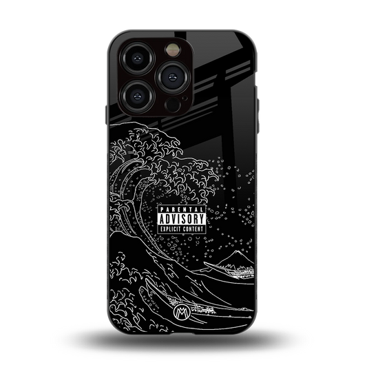 mono waves back phone cover | glass case for iphone 14 pro