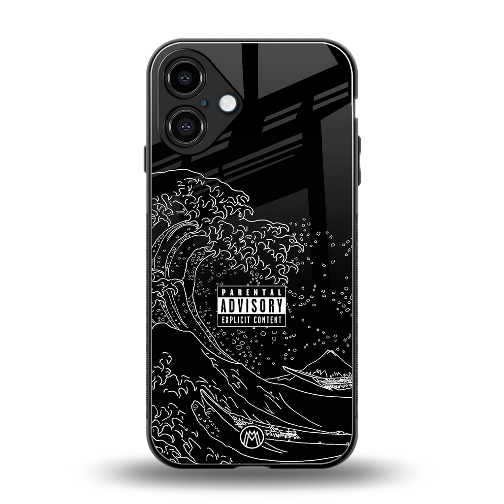 mono waves back phone cover | glass case for iphone 16 plus