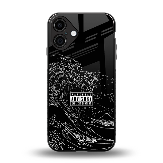 mono waves back phone cover | glass case for iphone 16 plus