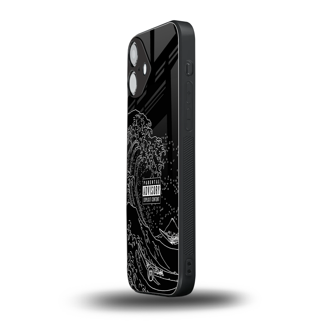 mono waves back phone cover | glass case for iphone 16 plus