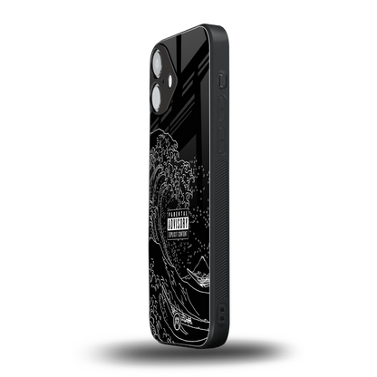 mono waves back phone cover | glass case for iphone 16 plus