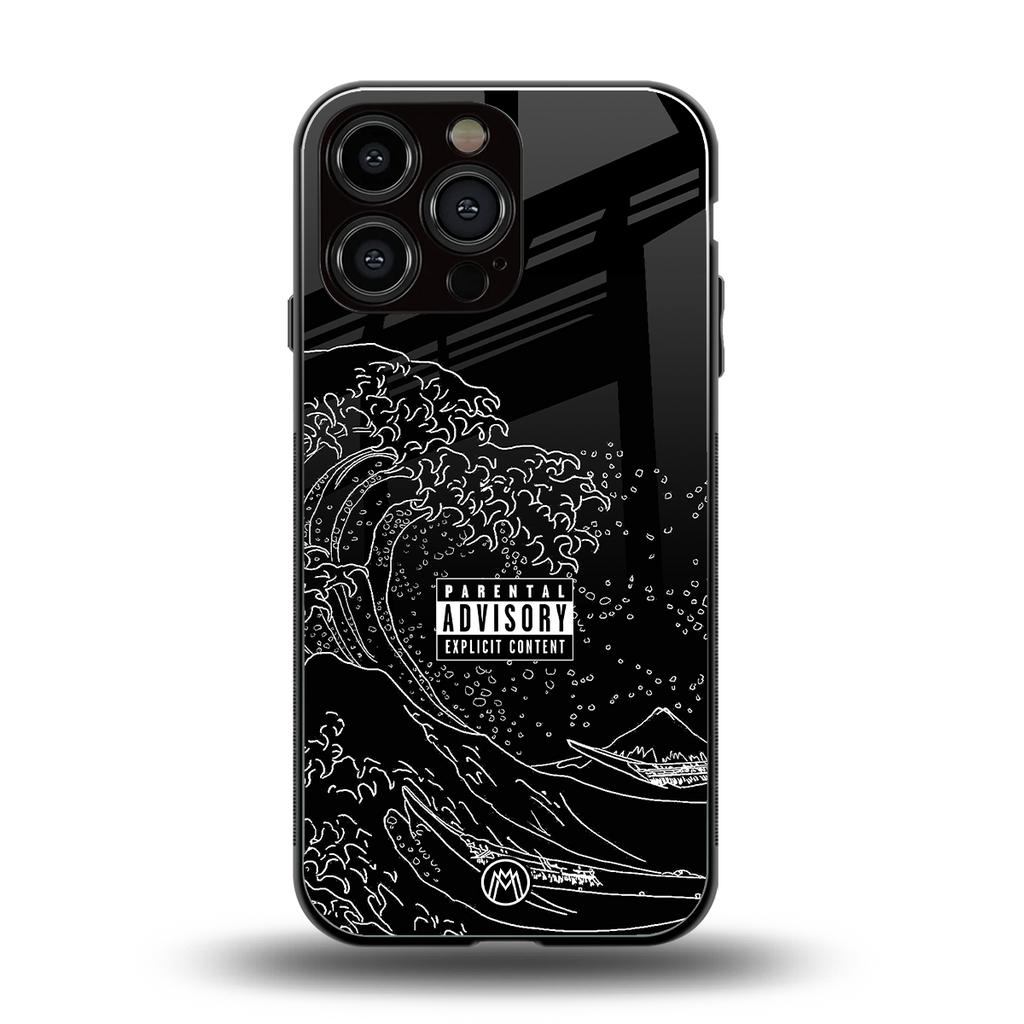 mono waves back phone cover | glass case for iphone 16 pro max