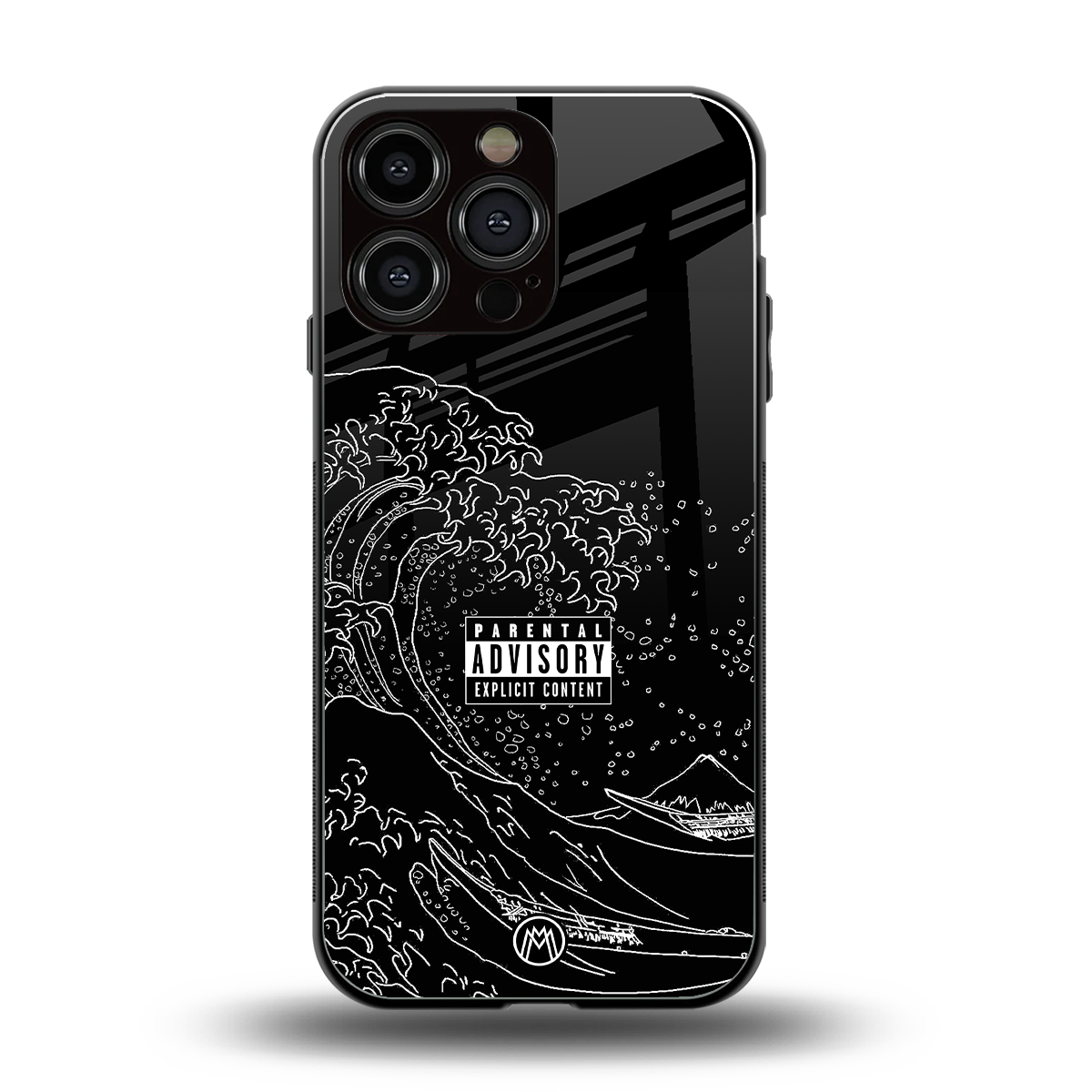 mono waves back phone cover | glass case for iphone 16 pro max