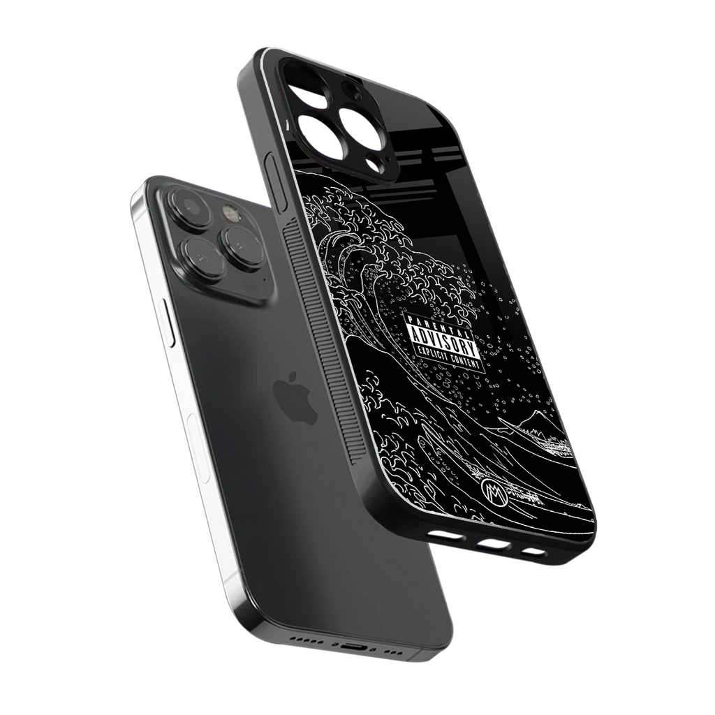 mono waves back phone cover | glass case for iphone 16 pro max