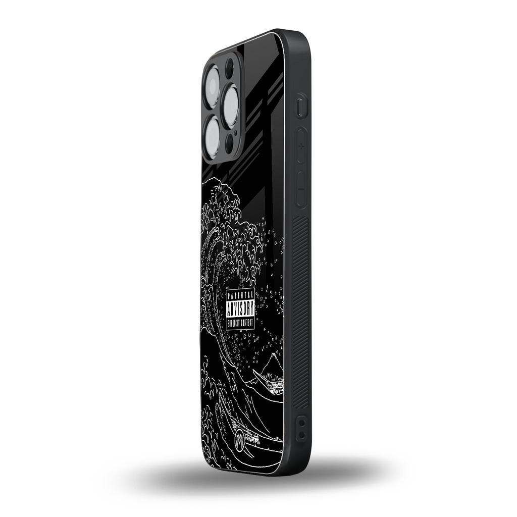 mono waves back phone cover | glass case for iphone 16 pro max