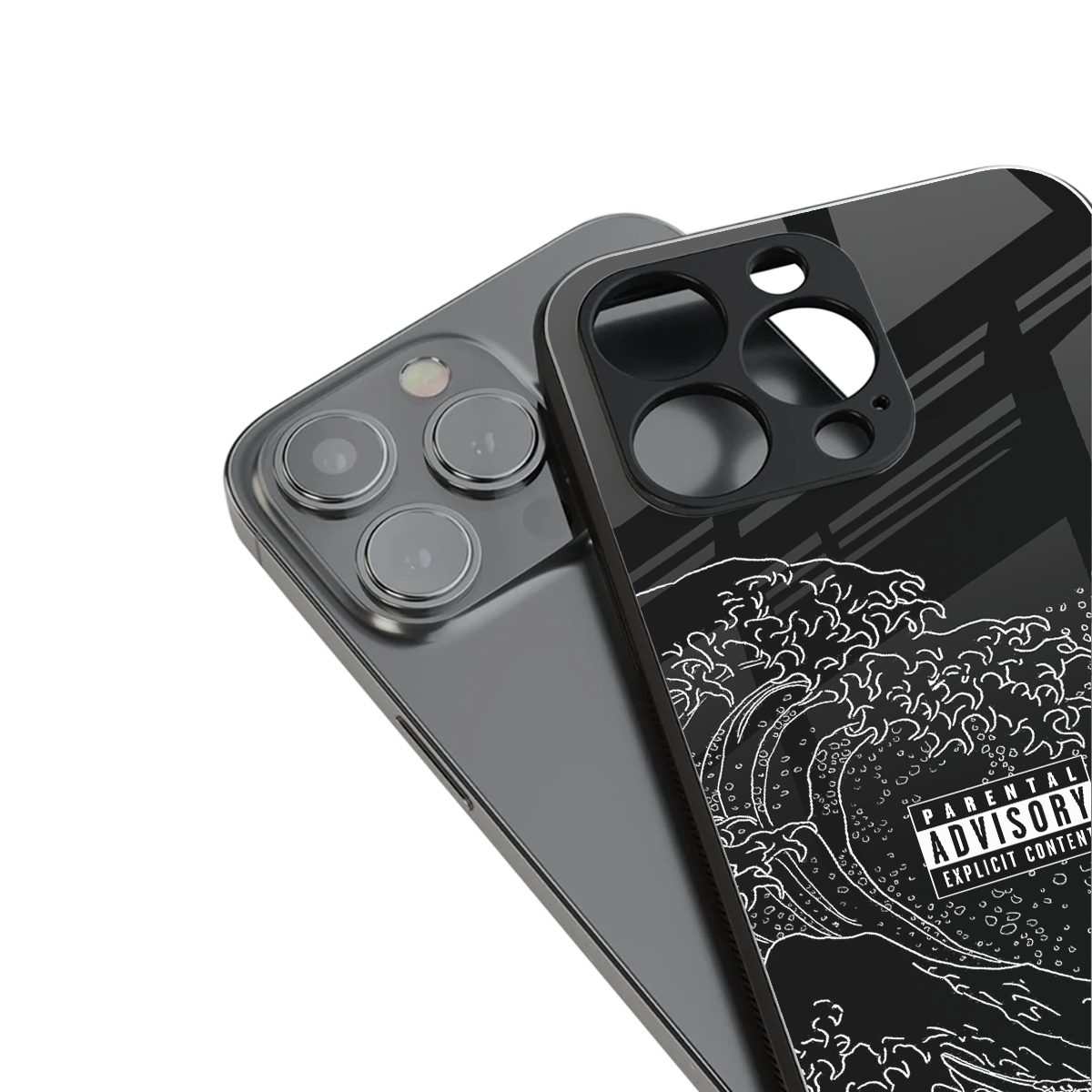 mono waves back phone cover | glass case for iphone 13 pro
