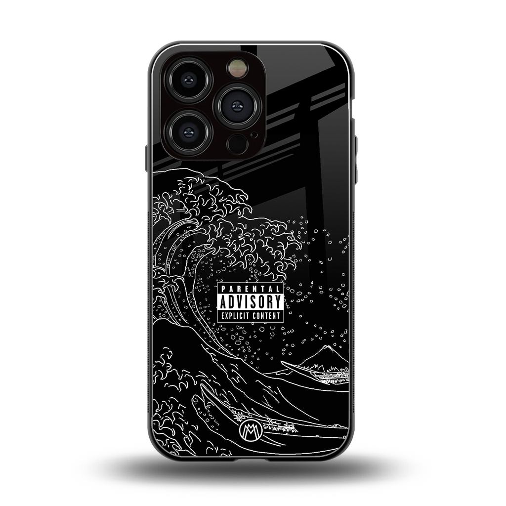 mono waves back phone cover | glass case for iphone 16 pro
