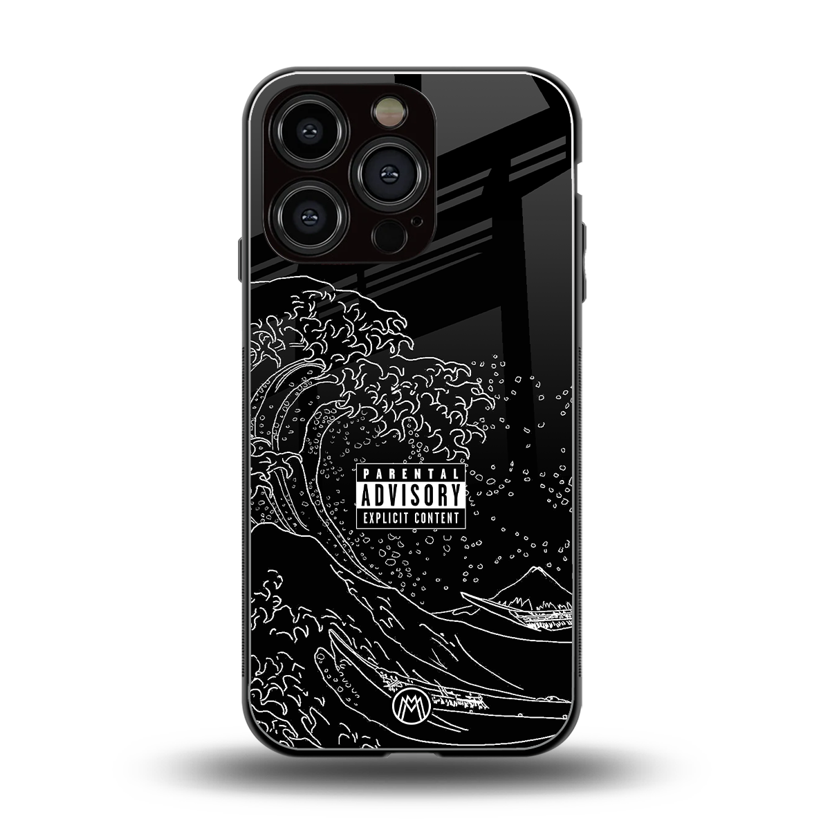 mono waves back phone cover | glass case for iphone 16 pro