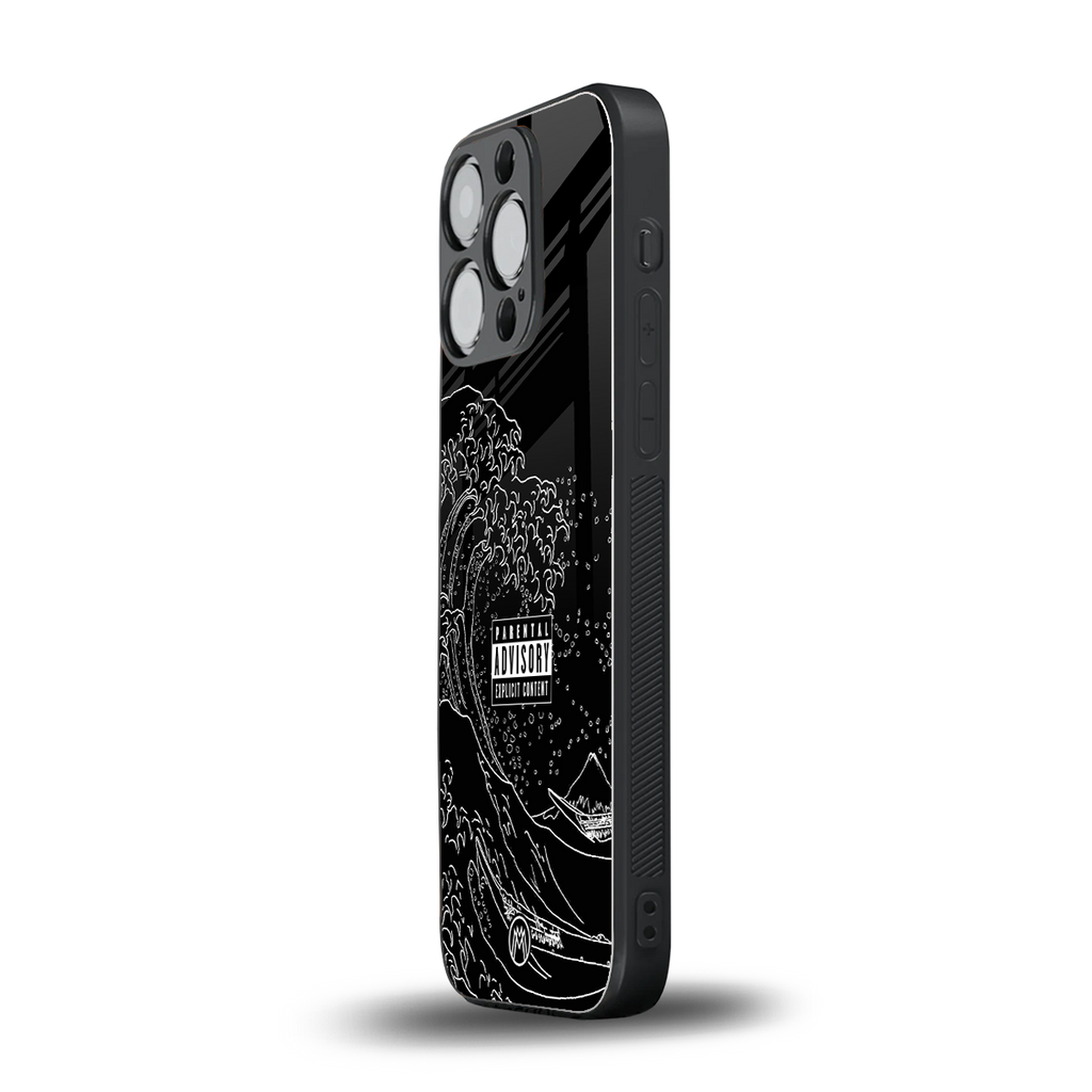 mono waves back phone cover | glass case for iphone 16 pro