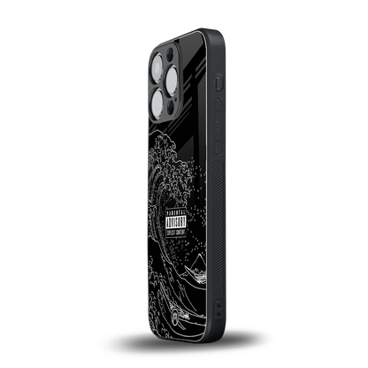 mono waves back phone cover | glass case for iphone 16 pro