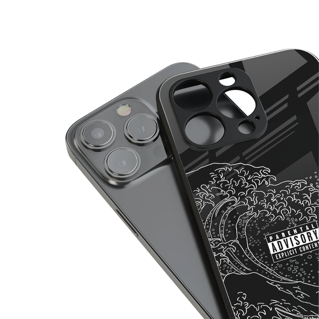 mono waves back phone cover | glass case for iphone 15 plus