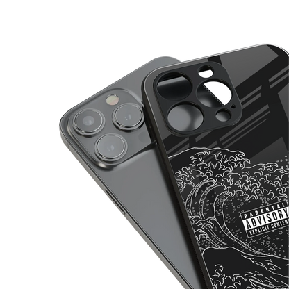 mono waves back phone cover | glass case for iphone 16 pro