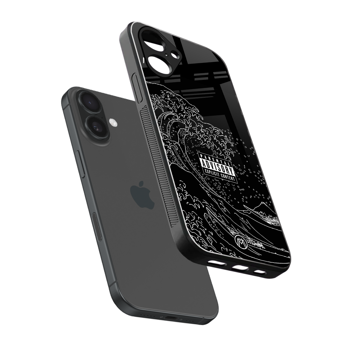 mono waves back phone cover | glass case for iphone 16