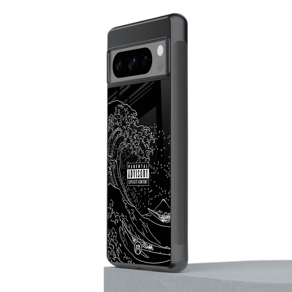 mono waves back phone cover | glass case for google pixel 8 pro