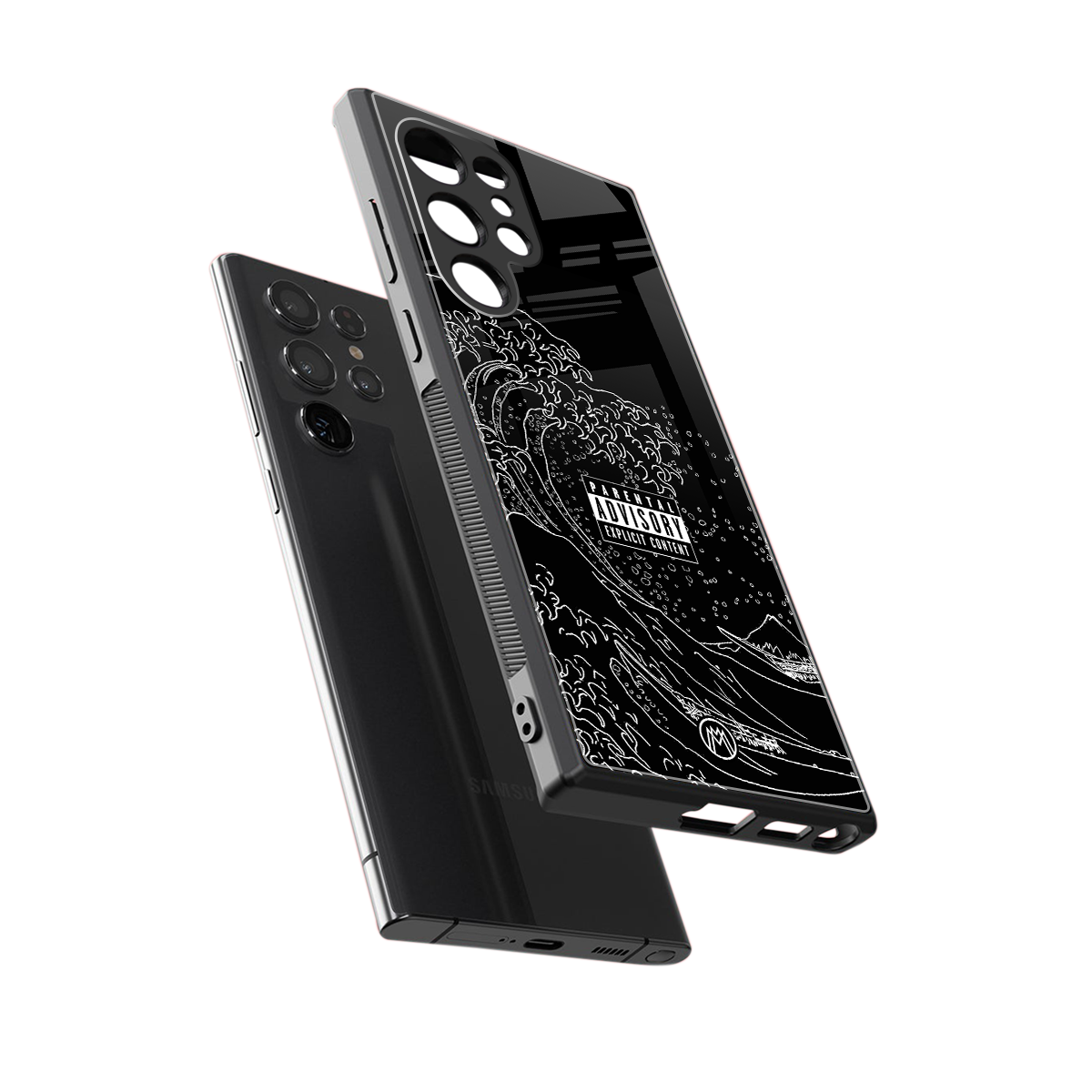 mono waves back phone cover | glass case for samsung galaxy s23 ultra