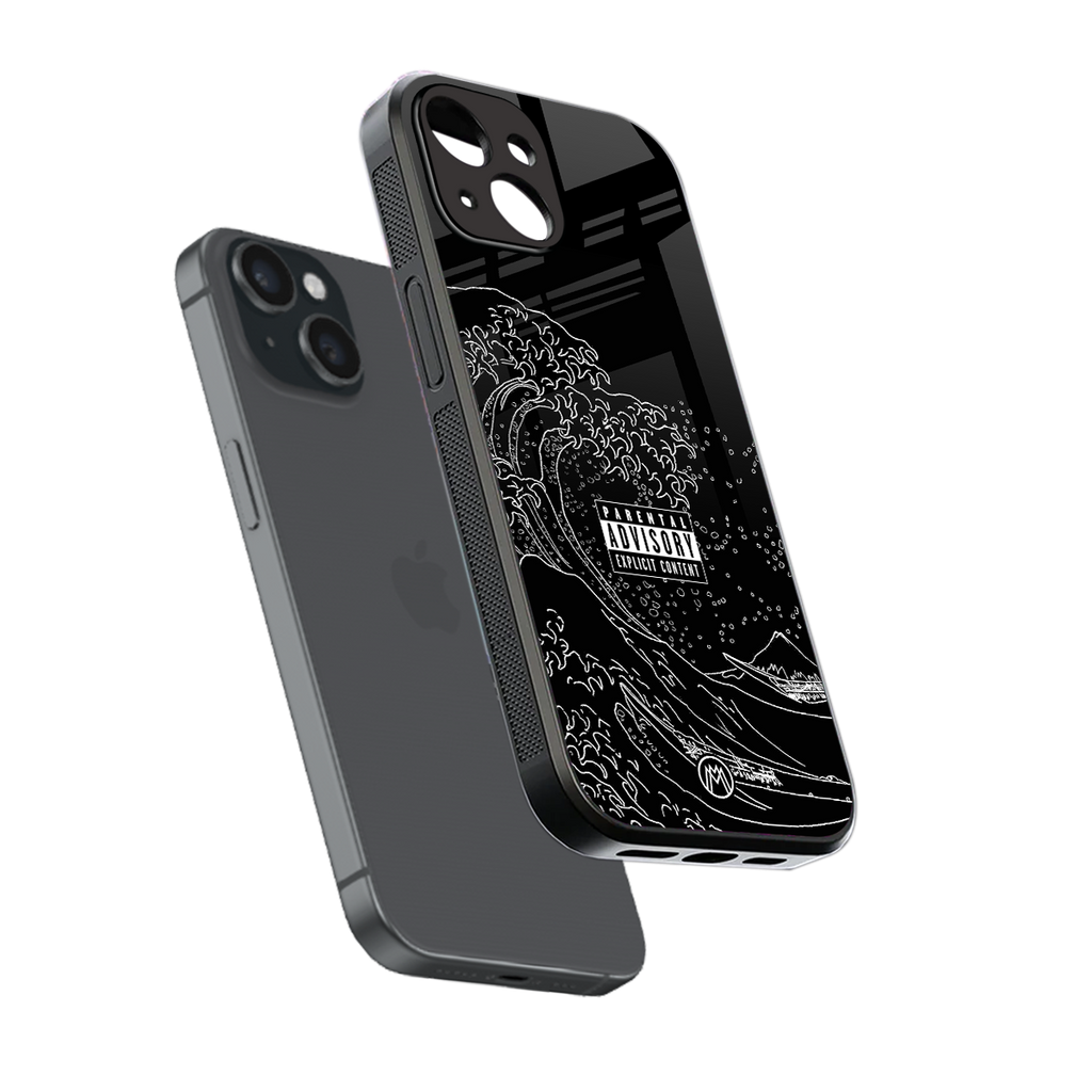 mono waves back phone cover | glass case for iphone 15