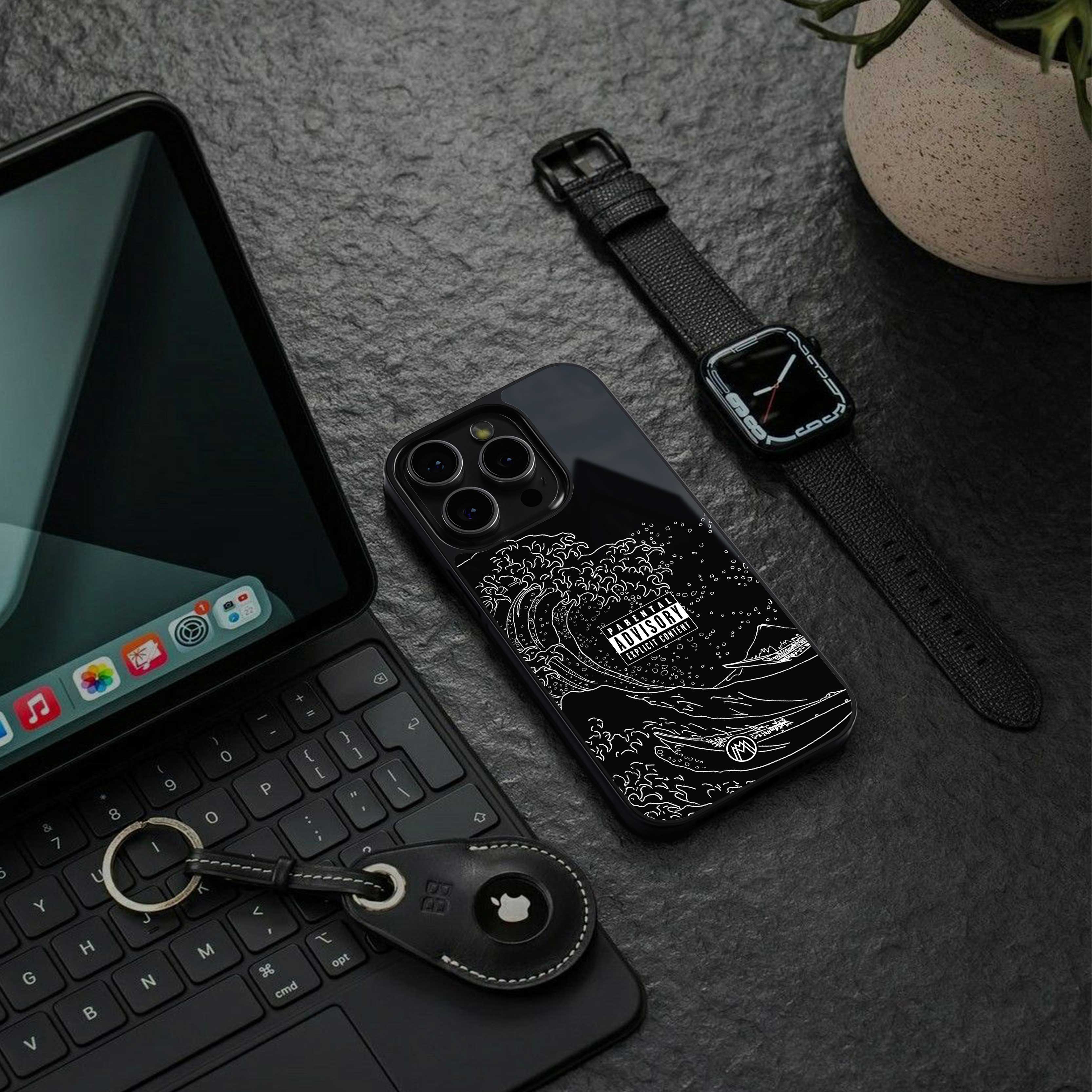 mono waves back phone cover | glass case for samsung galaxy s24 plus