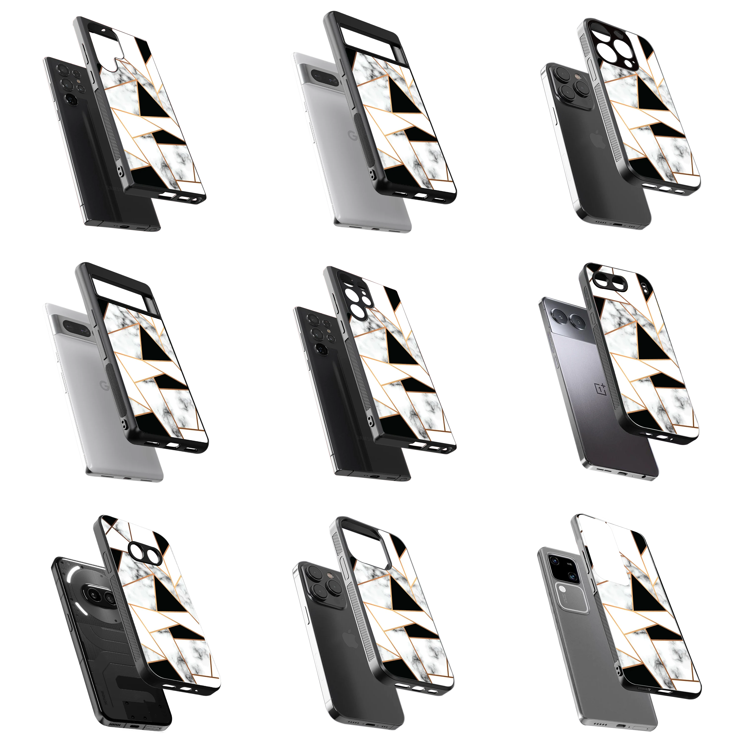 Durable Glass Back Mobile Case for iPhone, Samsung, OnePlus, Google Pixel, Redmi, Vivo, Oppo