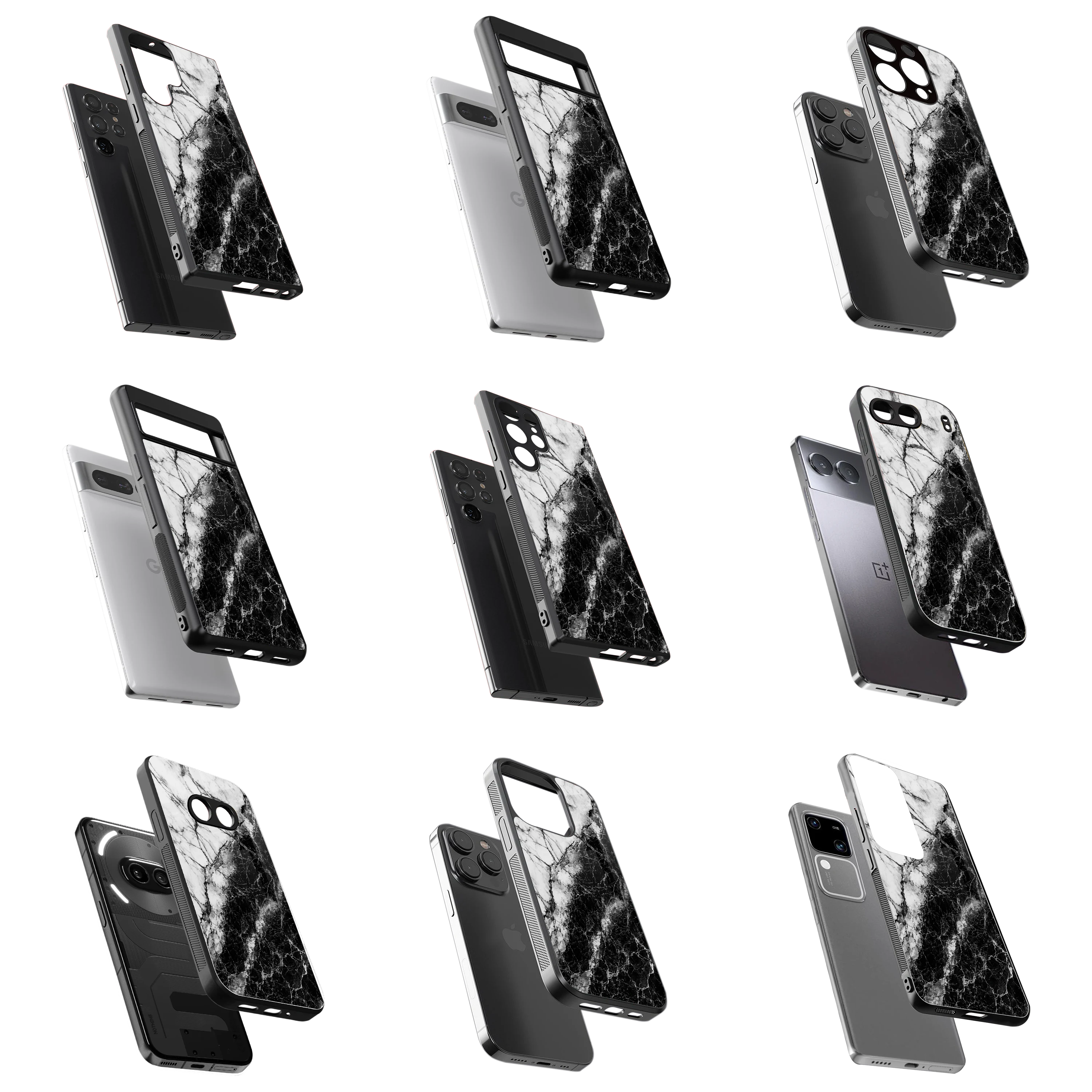 Durable Glass Back Mobile Case for iPhone, Samsung, OnePlus, Google Pixel, Redmi, Vivo, Oppo