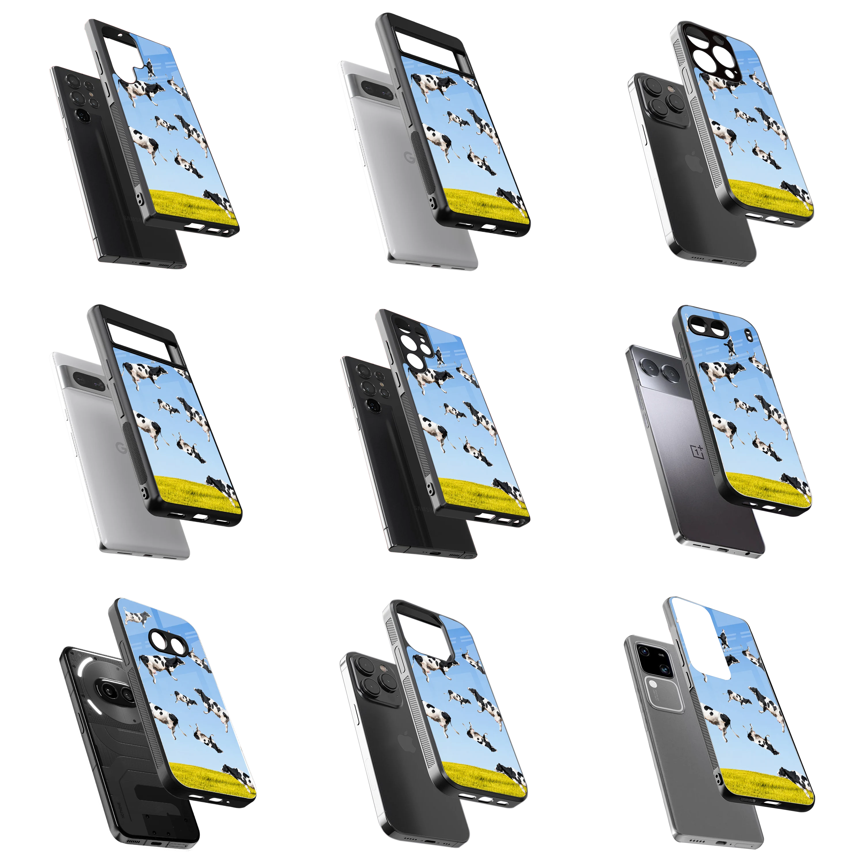 Durable Glass Back Mobile Case for iPhone, Samsung, OnePlus, Google Pixel, Redmi, Vivo, Oppo