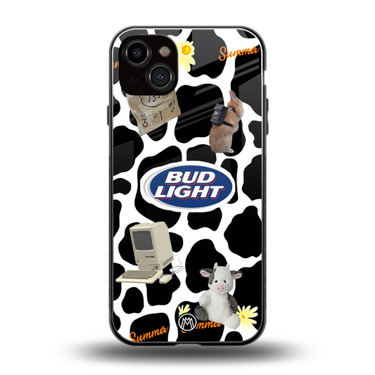 moo moo summer vibes back phone cover | glass case for iphone 15 plus