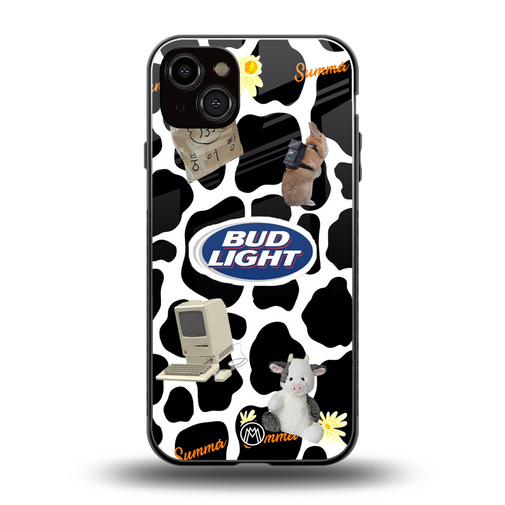 moo moo summer vibes back phone cover | glass case for iphone 14 plus