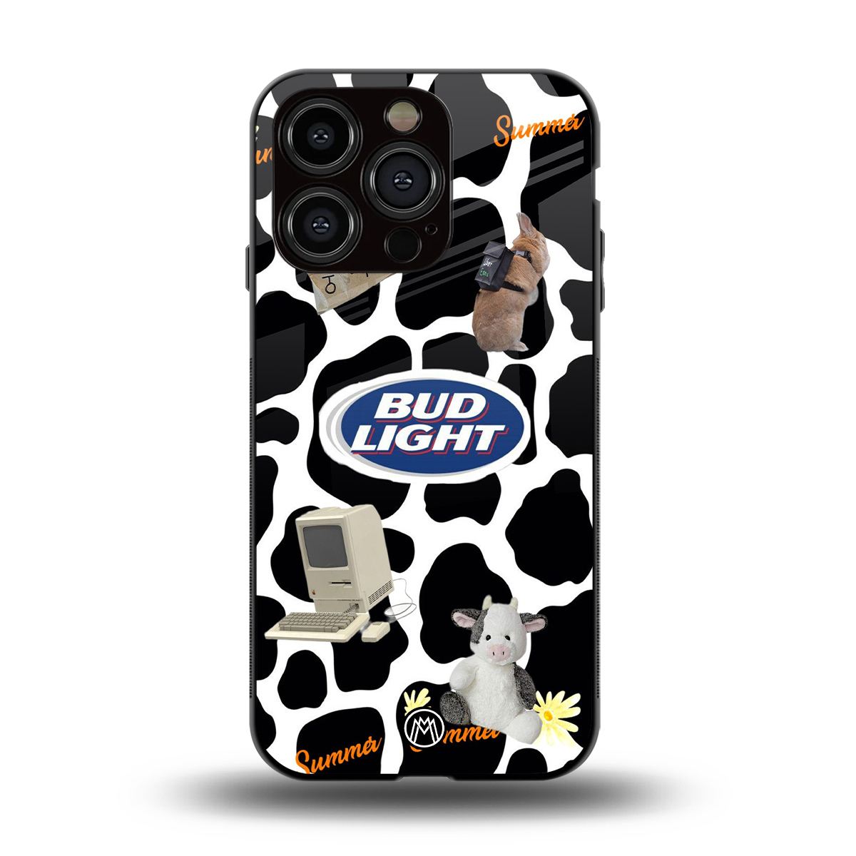 moo moo summer vibes back phone cover | glass case for iphone 15 pro