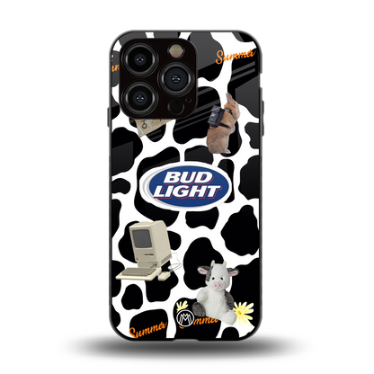 moo moo summer vibes back phone cover | glass case for iphone 15 pro